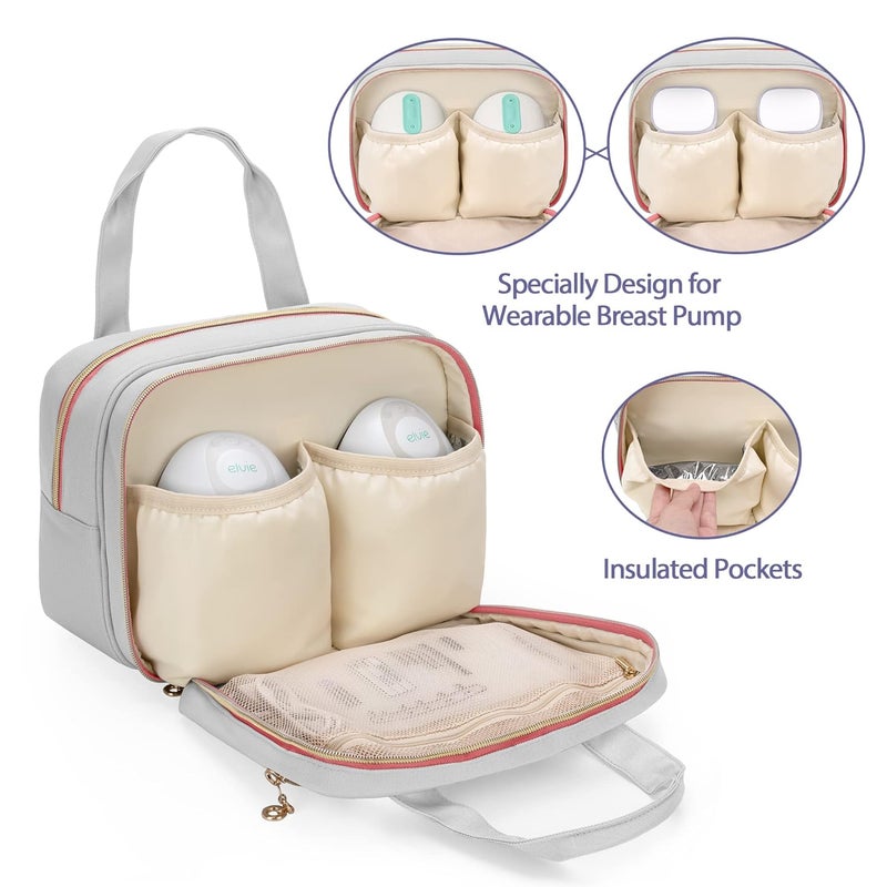 Damero Wearable Breast Pump Bag with Ice Pack Compatible with Elvie, Momcozy and Medela Breast Pump, Carrying Bag for Wearable Breast Pump, Bottles, Pump Parts and More, Patent Design - Image 2